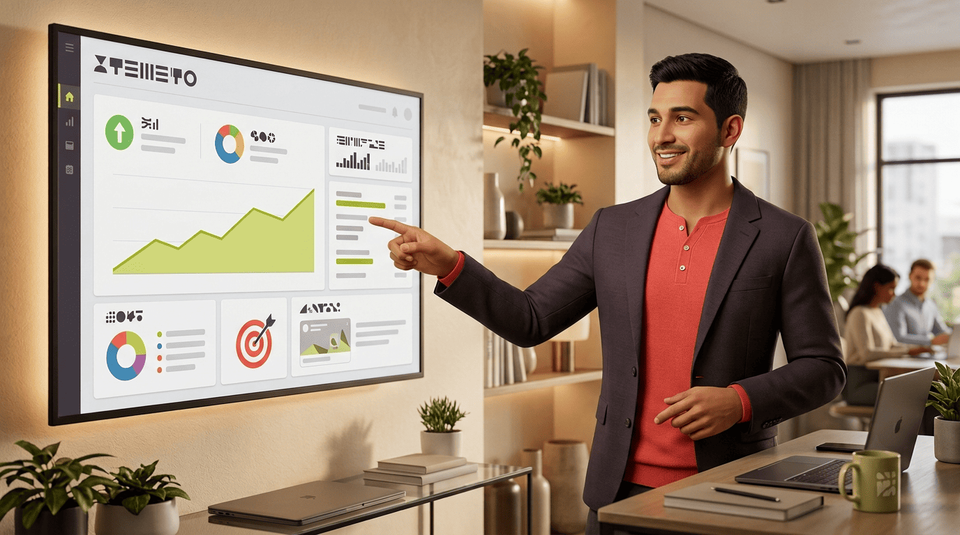 AI marketing mentor at an ad-operations dashboard optimizing bids, budget, targeting, and creative